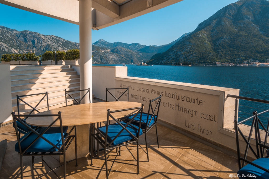 Terrace with a view of the bay of Kotor